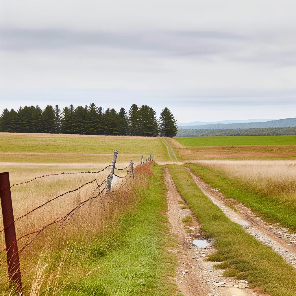 Rural acreage with open grassland in New Hampshire